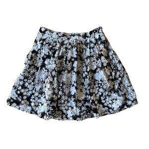 Club Monaco Silk Blend Mini Skirt Floral Size 2 Zip Pockets Lined